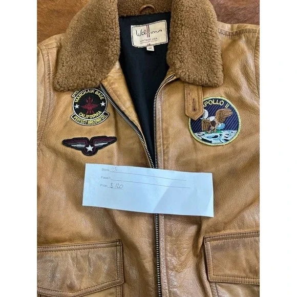 Wilson's Vintage USA Leather Flight Jacket Apollo 11 Patches XXL - Picture 6 of 6